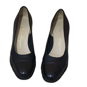 Salvatore Ferragamo Women's Shoes Size 8 A2 Narrow Blue Leather Made in Italy